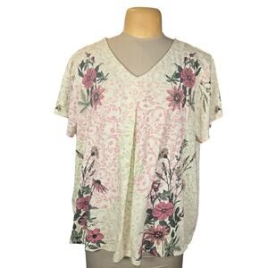 NorthStyle‎ Floral Tunic Top Womens 2X Cotton Modal Cottagecore Boho Earthy Chic